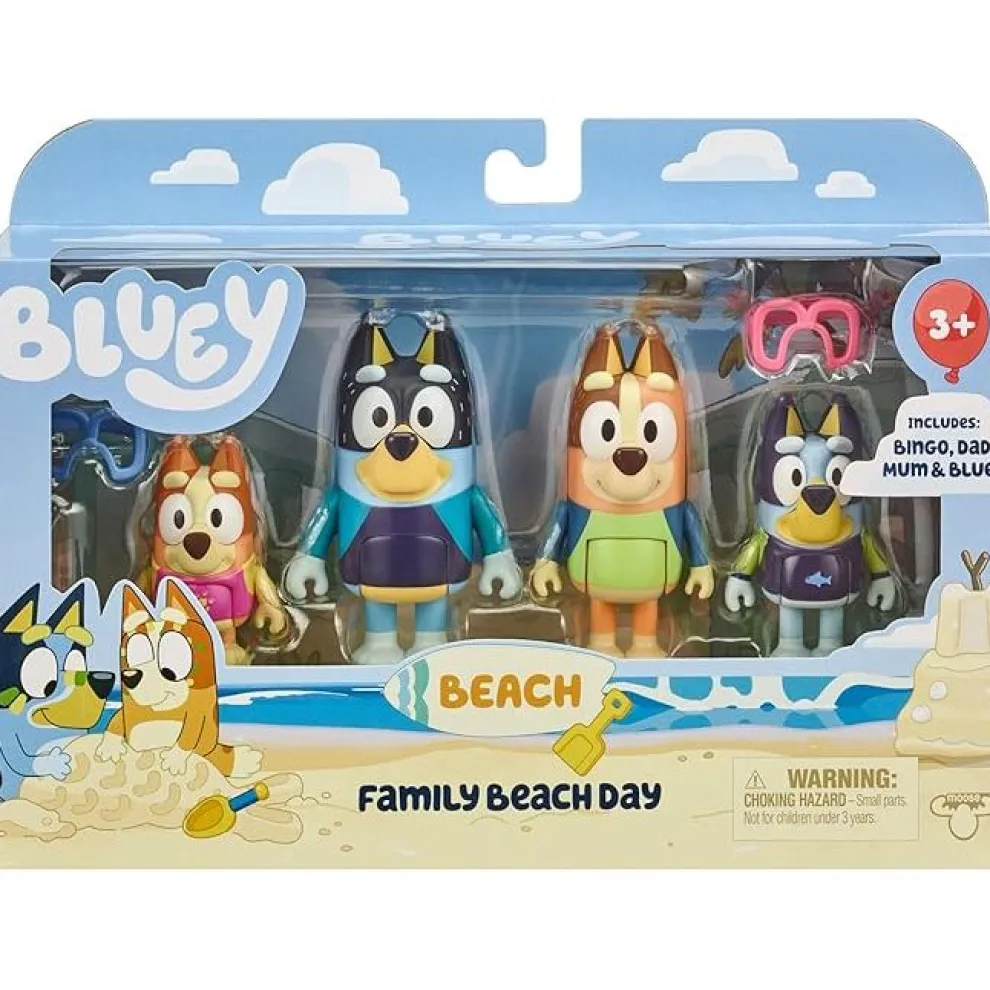 Bluey Family Beach Day Mini Figure 4-Pack - Owl & Goose Gifts