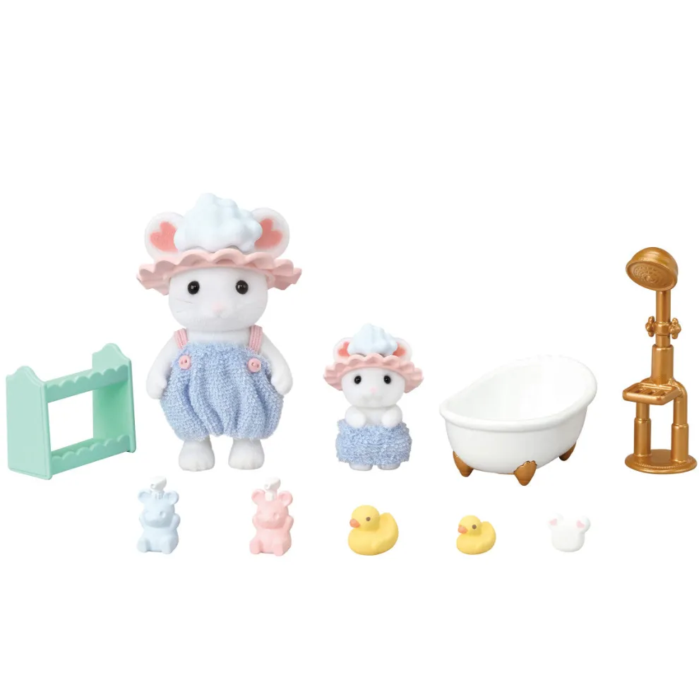 Calico Critters Bath Time Bubble Siblings Set - Owl & Goose Gifts