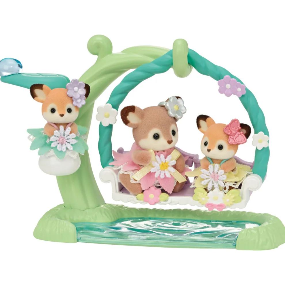 Calico Critters Deer Babies Floral Swing Set