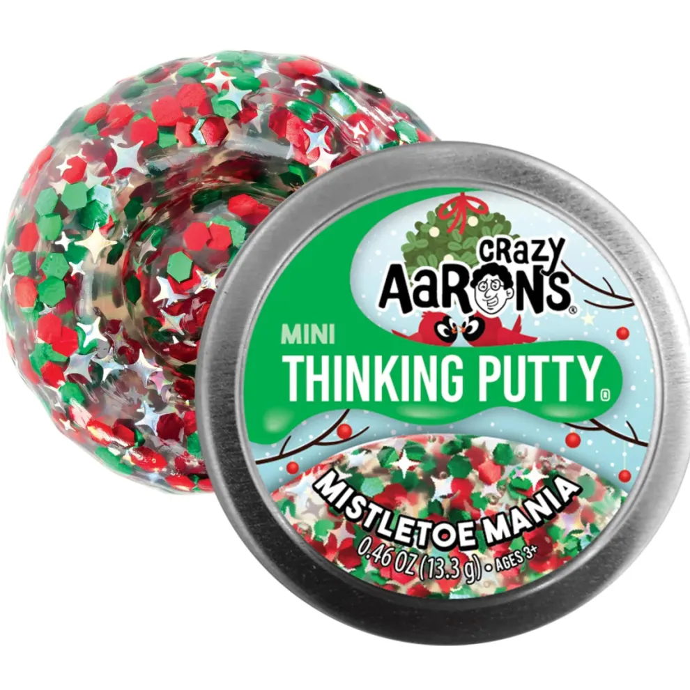 Crazy Aarons Mistletoe Mania Mini 2 Inch Christmas Thinking Putty Tin - Owl & Goose Gifts