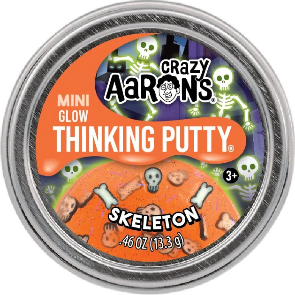 Crazy Aarons Skeleton Mini 2 Inch Halloween Thinking Putty Tin - Owl & Goose Gifts