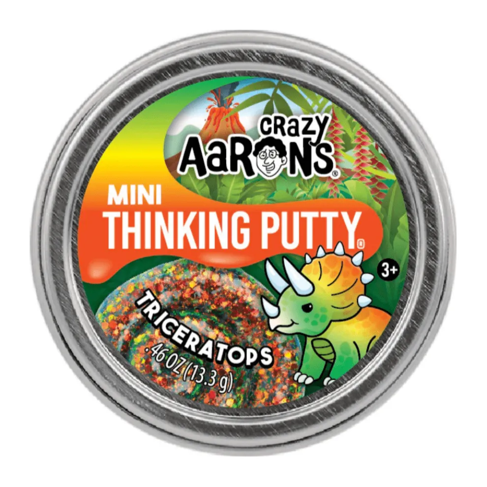 Crazy Aarons Triceratops Mini 2 Inch Thinking Putty Tin - Owl & Goose Gifts
