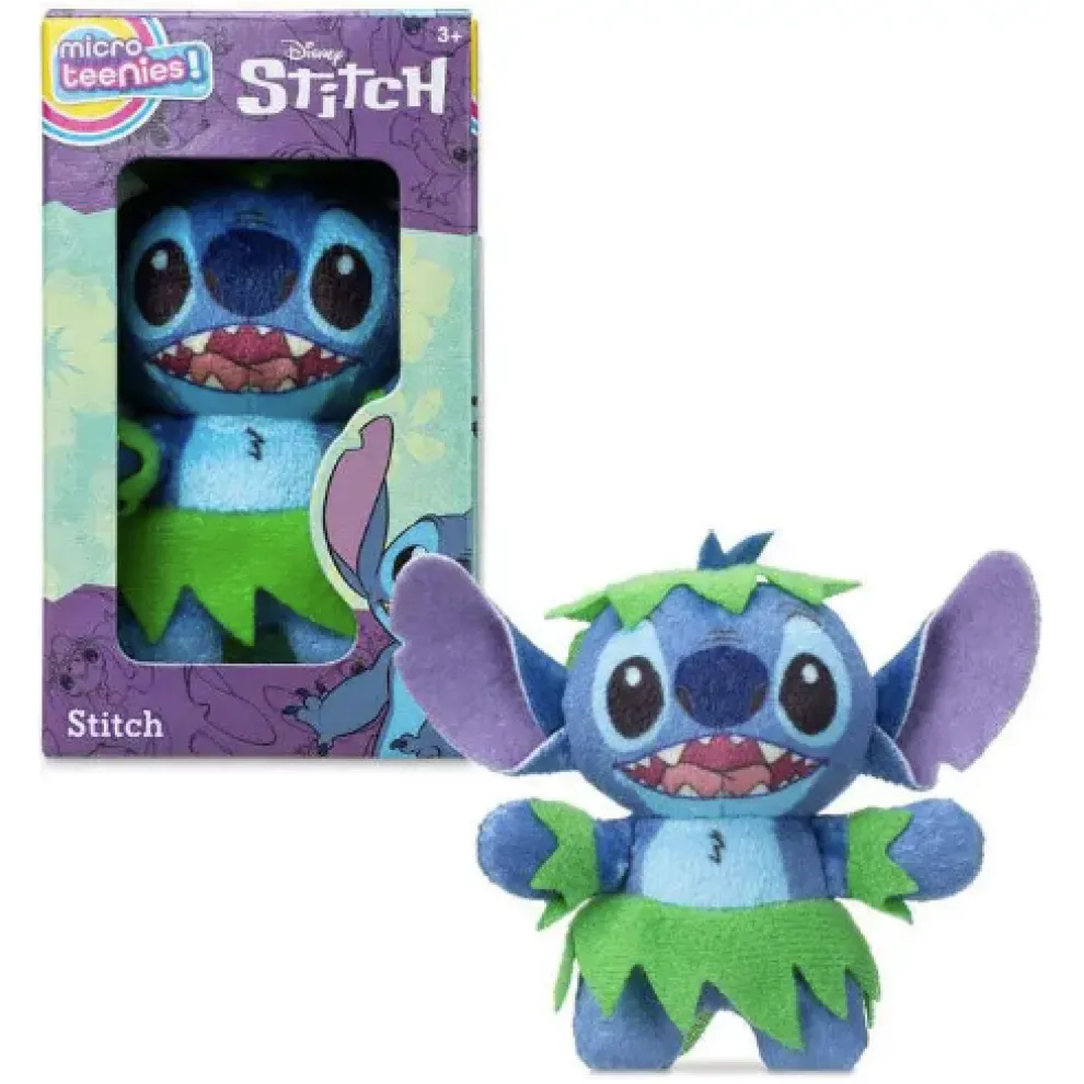 Disney Stitch 3 Inch Micro Teenies Plush Toy - Stitch with Grass Skirt - Owl & Goose Gifts
