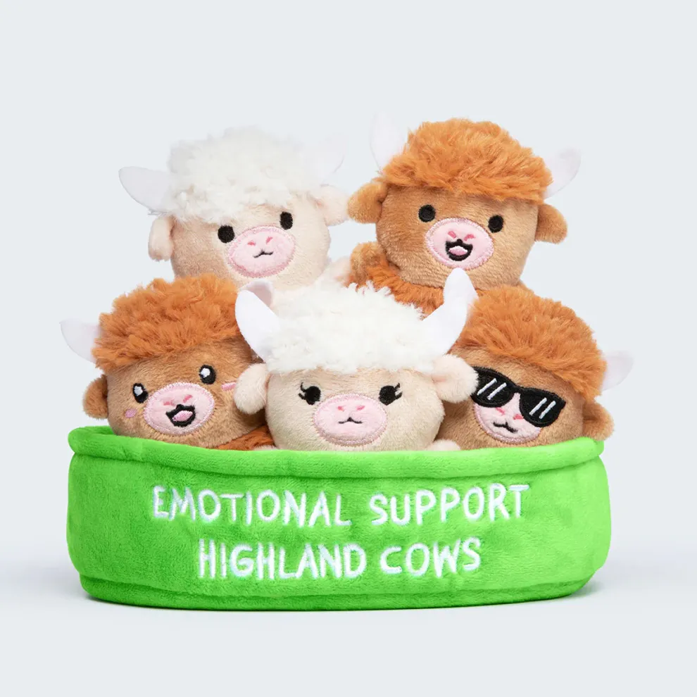 Emotional Support Highland Cows Set of 5 Plush Toys