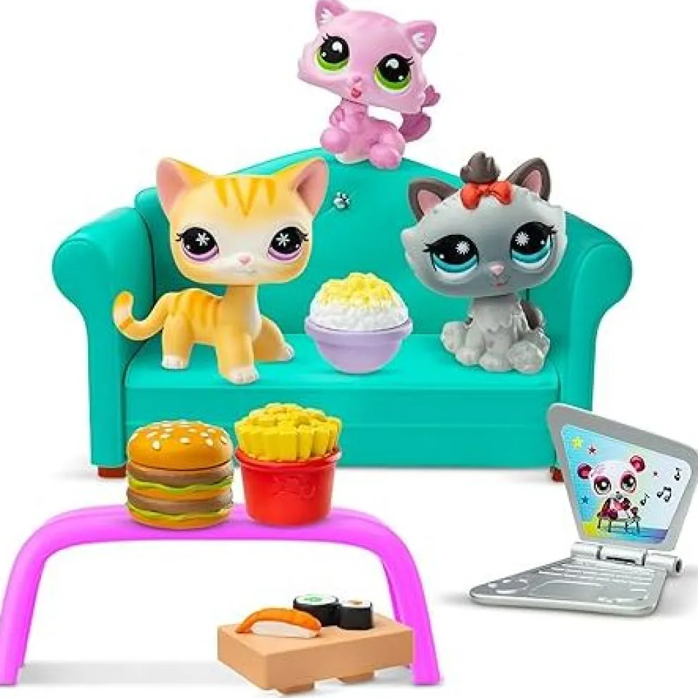 Littlest Pet Shop Gen 7 Diner Dash Play Pack - #166 Orange Cat, #167 Pink Kitten, #168 Gray Cat - Owl & Goose Gifts