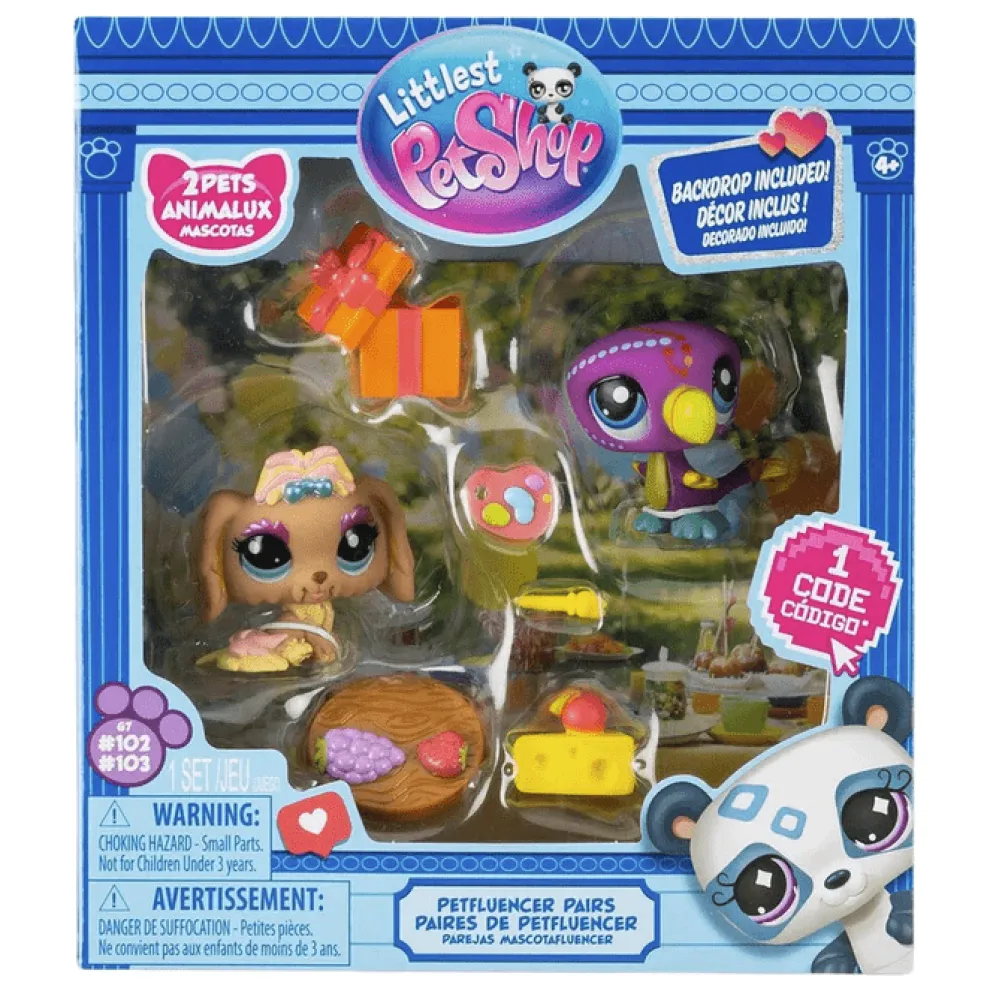 Littlest Pet Shop Gen 7 Petfluencer Pairs Garden Party Play Set - Dog #102 and Toucan #103 - Owl & Goose Gifts