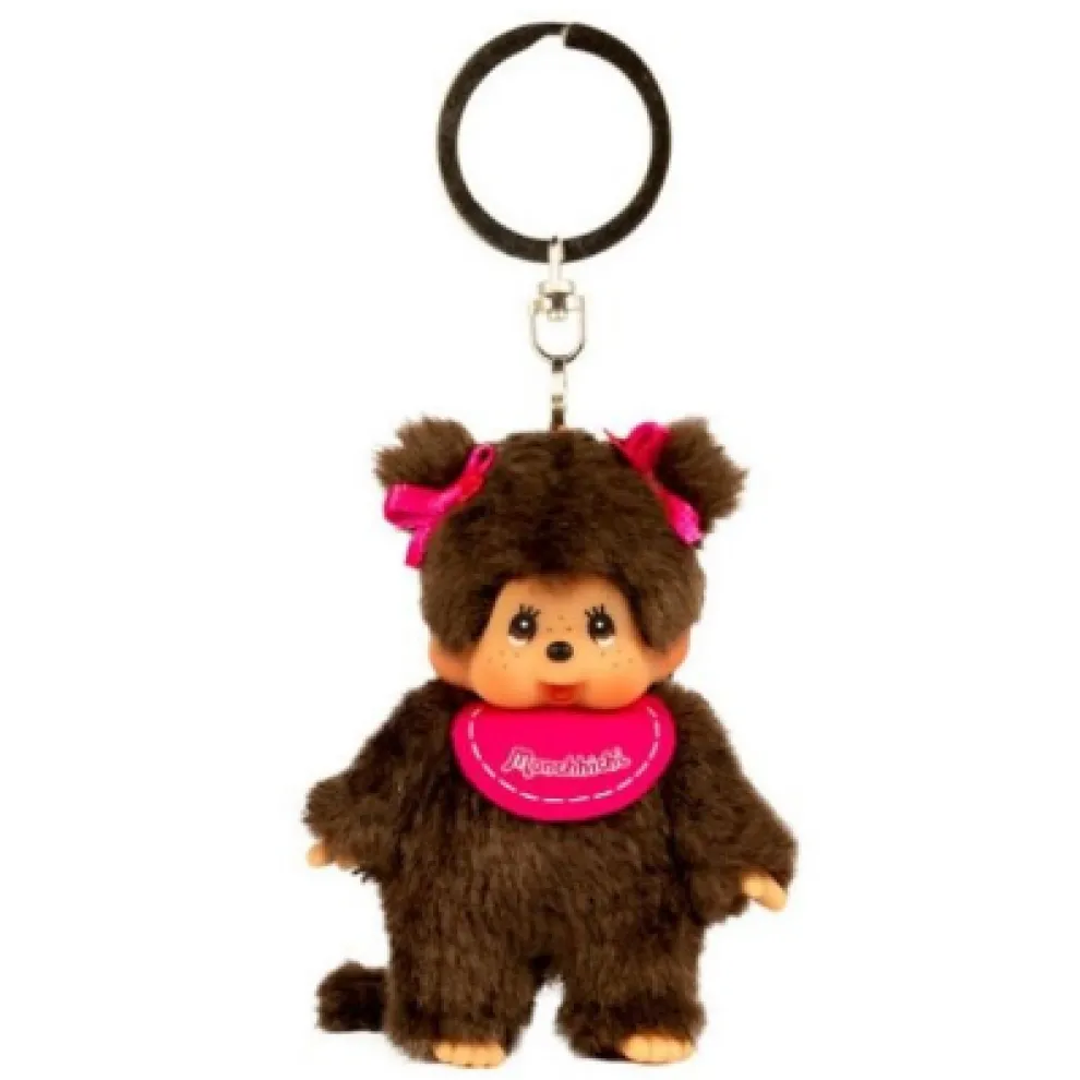 Monchhichi 4 Inch Classic Plush Keychain - Pink Girl