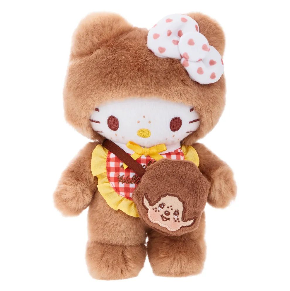 Monchhichi x Hello Kitty 7.87 Inch Monchhichi Gingham Check Plush Toy