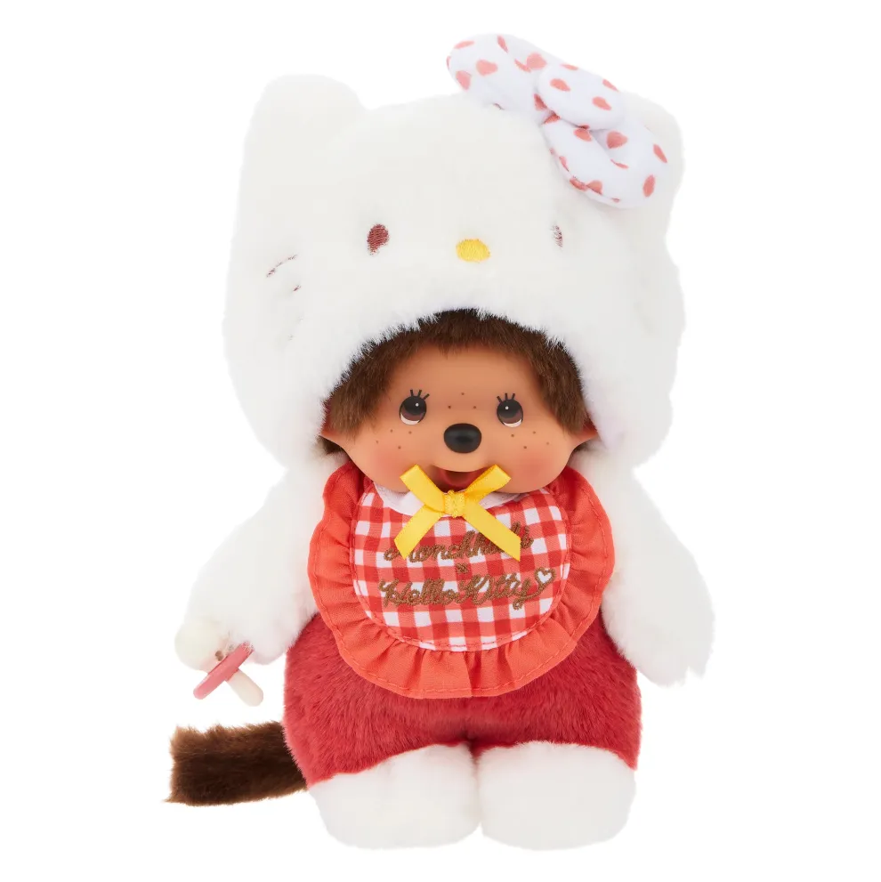 Monchhichi x Hello Kitty 7.87 Inch Monchhichi Gingham Check Plush Toy