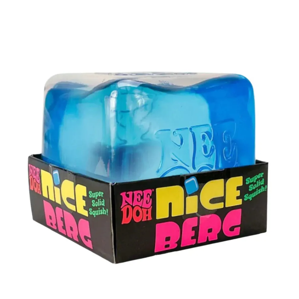 Nee Doh Nice Berg Jumbo Nice Cube 3.5 Inch Squish Ball Fidget Toy - Blue - Owl & Goose Gifts