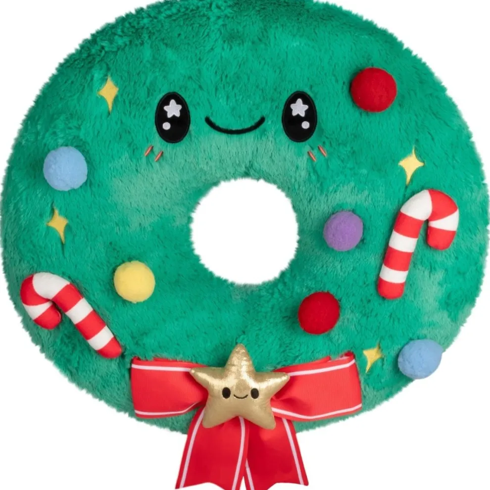Squishable 18 Inch Christmas Wreath with Red Bow Plush Toy - Owl & Goose Gifts