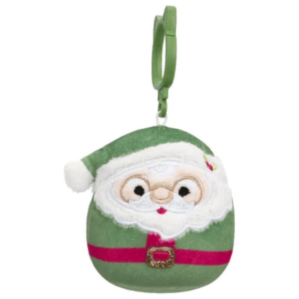 Squishmallow 3.5 Inch Nick the Santa with Green Suit Christmas Plush Clip - Owl & Goose Gifts