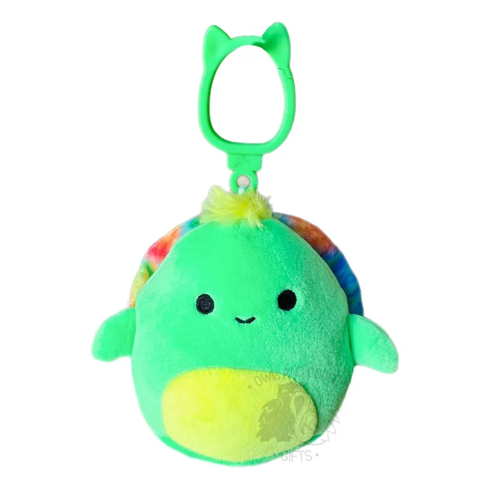 Squishmallow 3.5 Inch Lars the Neon Green Sea Turtle Plush Clip - Owl & Goose Gifts