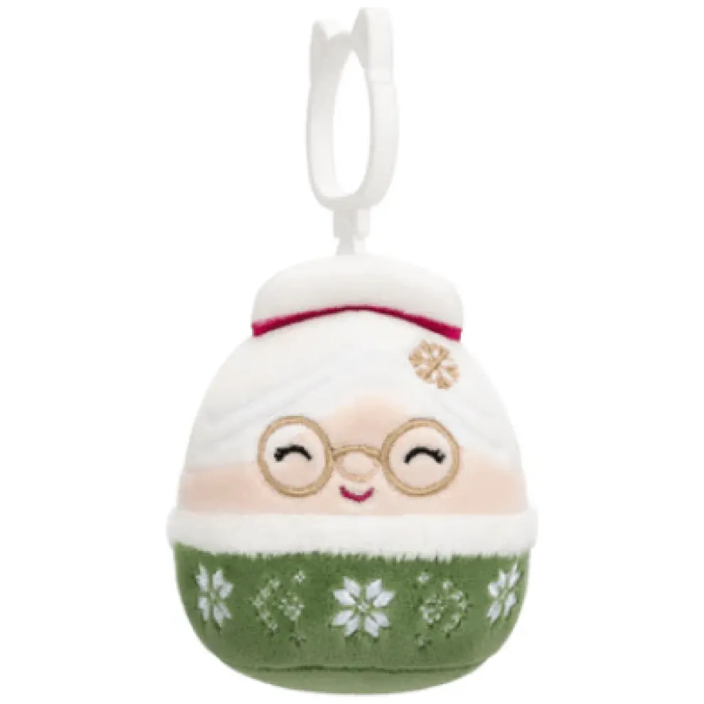 Squishmallow 3.5 Inch Nicolette the Mrs. Claus with Green Outfit Christmas Plush Clip - Owl & Goose Gifts
