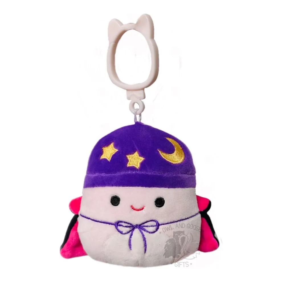Squishmallow 3.5 Inch Carina the Mushroom with Cape Halloween Plush Clip - Owl & Goose Gifts