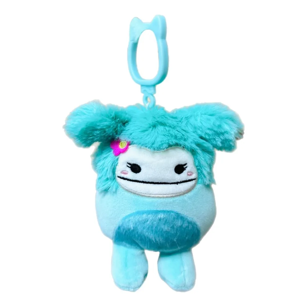Squishmallow 3.5 Inch Joelle the Bigfoot with Flower Plush Clip - Owl & Goose Gifts