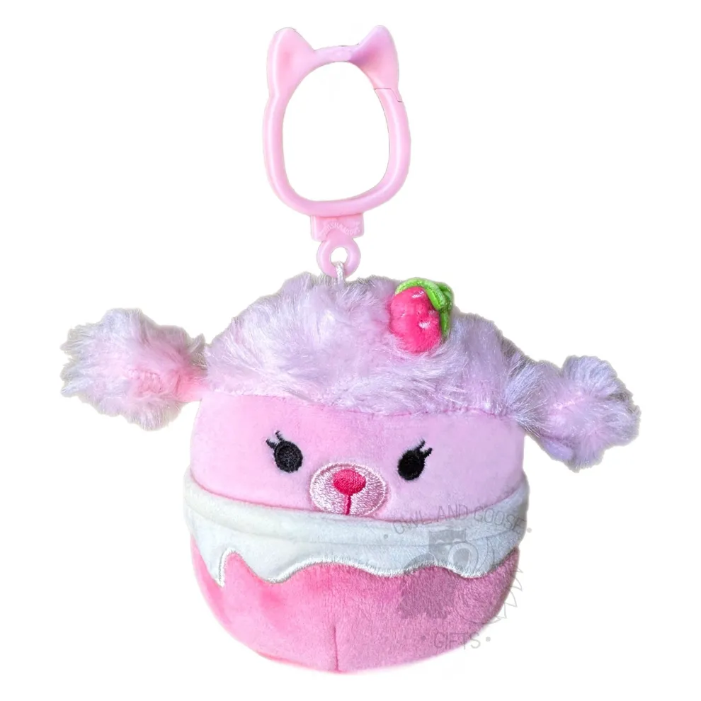Squishmallow 3.5 Inch Chloe the Strawberry Milkshake Poodle Plush Clip - Owl & Goose Gifts