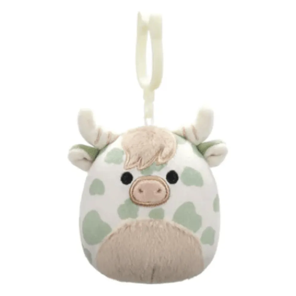 Squishmallow 3.5 Inch Celestino the Highland Cow Plush Clip - Owl & Goose Gifts