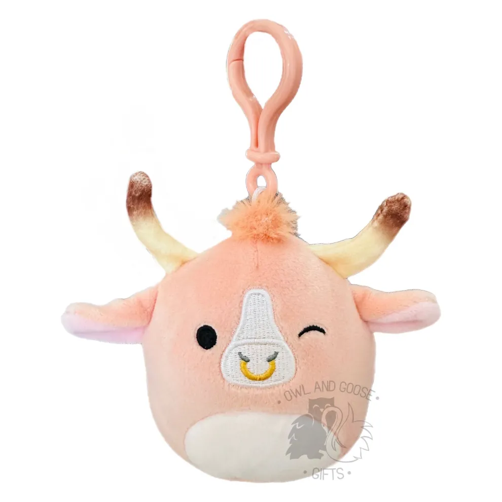 Squishmallow 3.5 Inch Howland the Bull Plush Clip - Owl & Goose Gifts