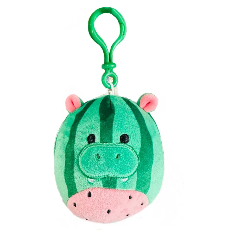 Squishmallow 3.5 Inch Damaris the Watermelon Hippo Plush Clip - Owl & Goose Gifts