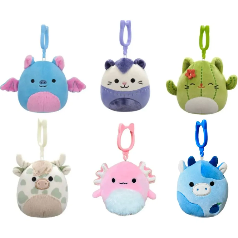 Squishmallow 3.5 Inch Clip Fall Assortment A Set of 6 - Boyle, Blanche, Ms. Miss, Celestino, Archie, Rutanya - Owl & Goose Gifts