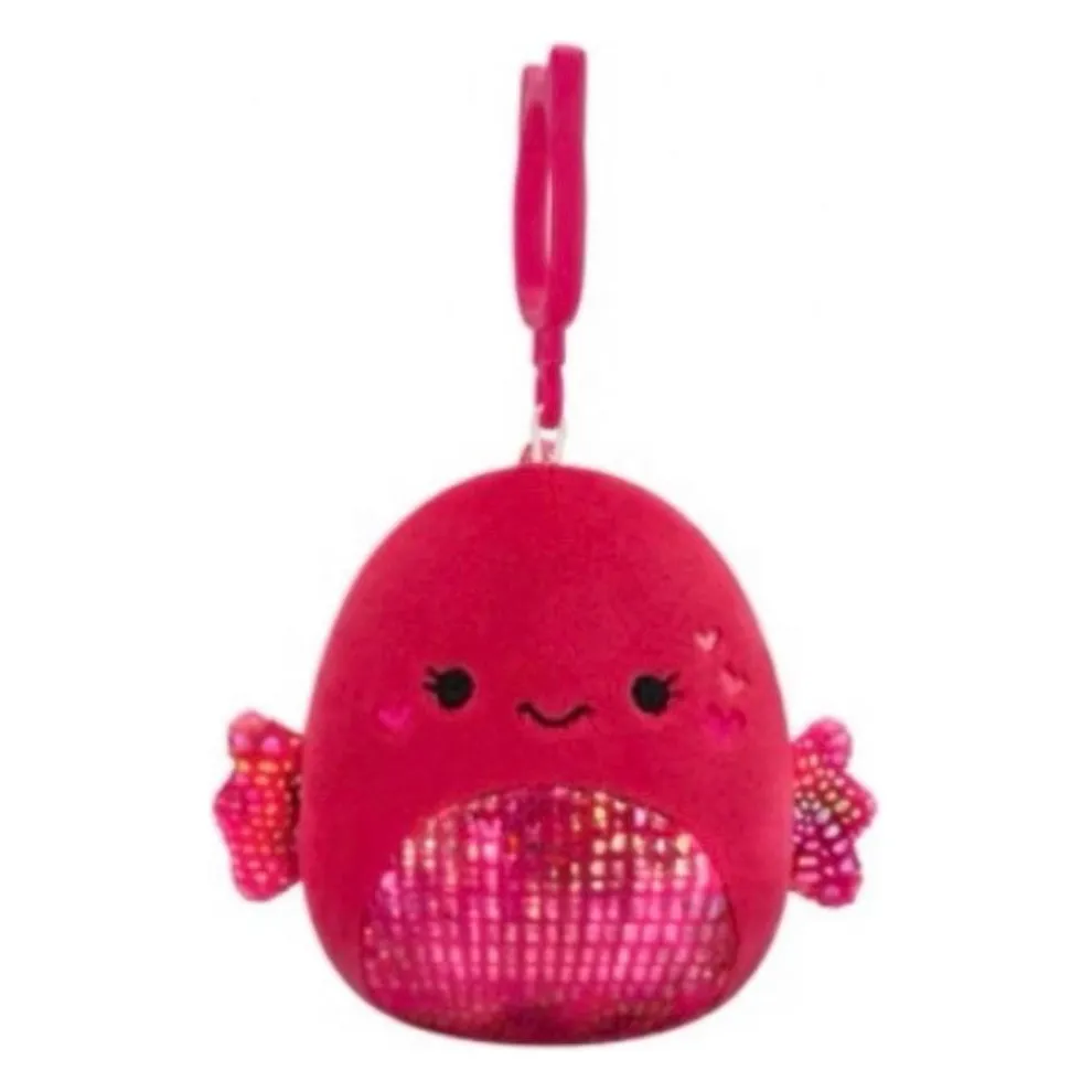 Squishmallow 3.5 Inch Barella the Betta Fish with Hearts Valentine Plush Clip - Owl & Goose Gifts