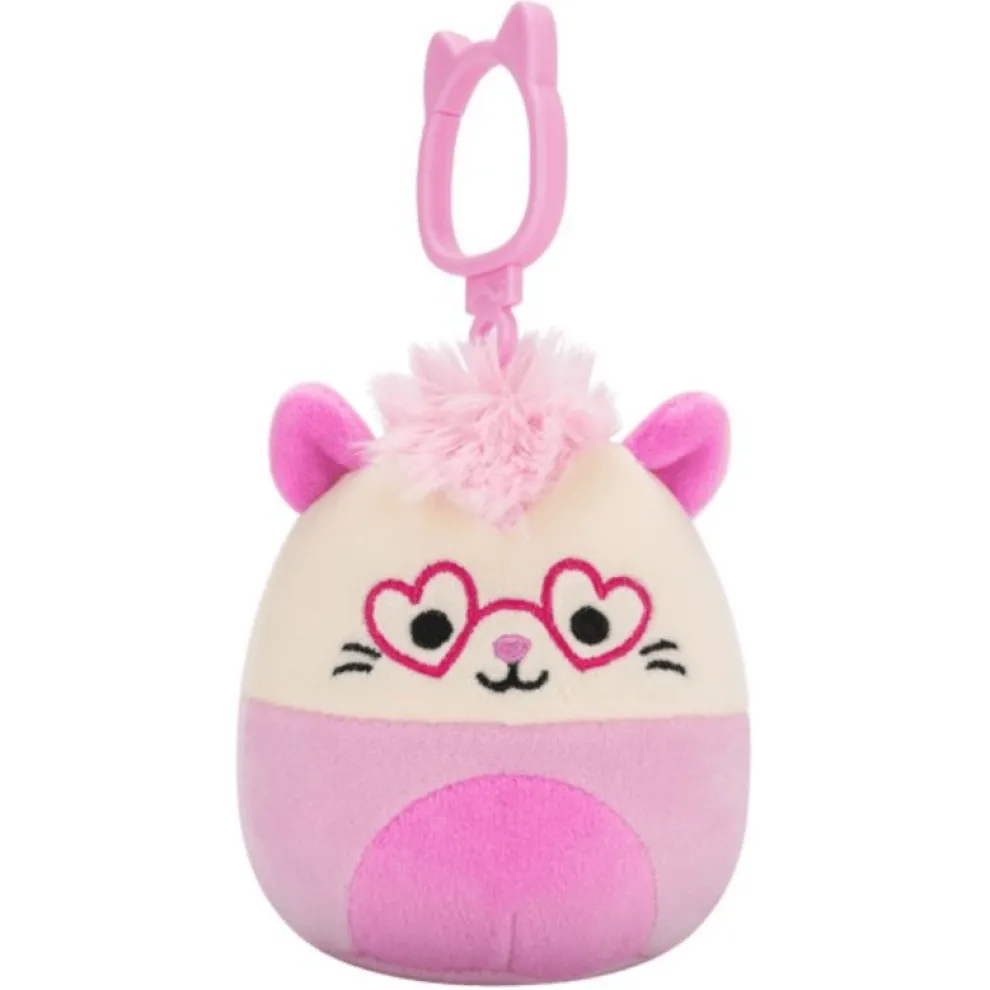 Squishmallow 3.5 Inch Chambless the Pink Opossum Valentine Plush Clip - Owl & Goose Gifts