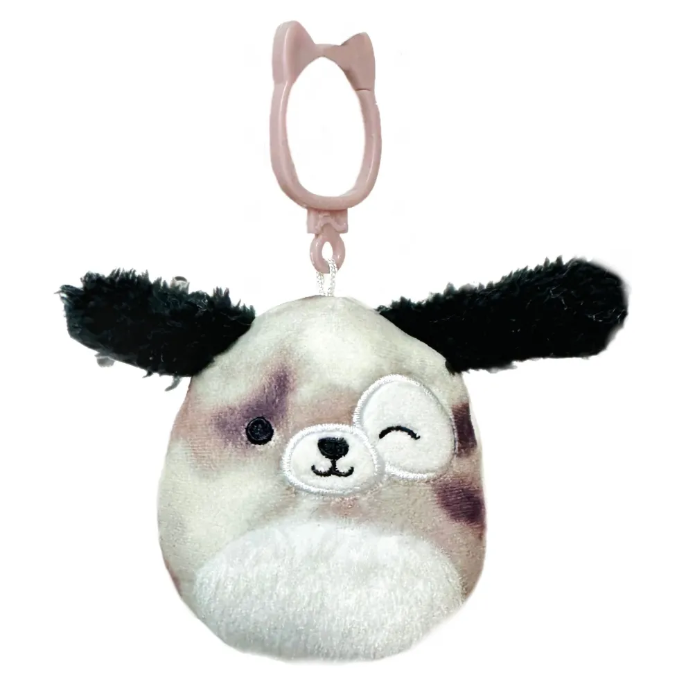 Squishmallow Clip Brown Marbled Dog - Zerdan 3.5 Inch