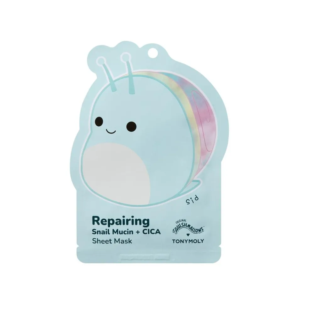 Squishmallow X TONYMOLY Sid's Repairing Snail Mucin + CICA Sheet Mask - Owl & Goose Gifts
