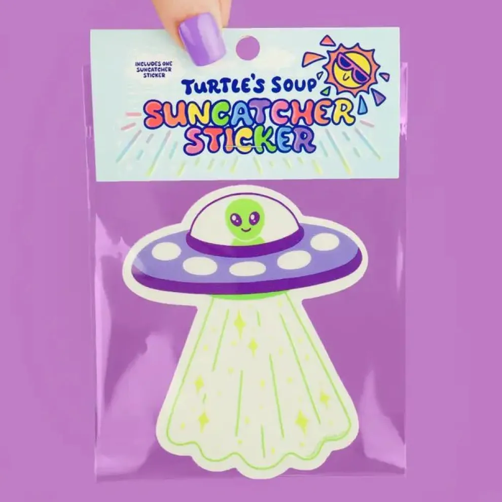Turtle's Soup Alien UFO Suncatcher Sticker - Owl & Goose Gifts