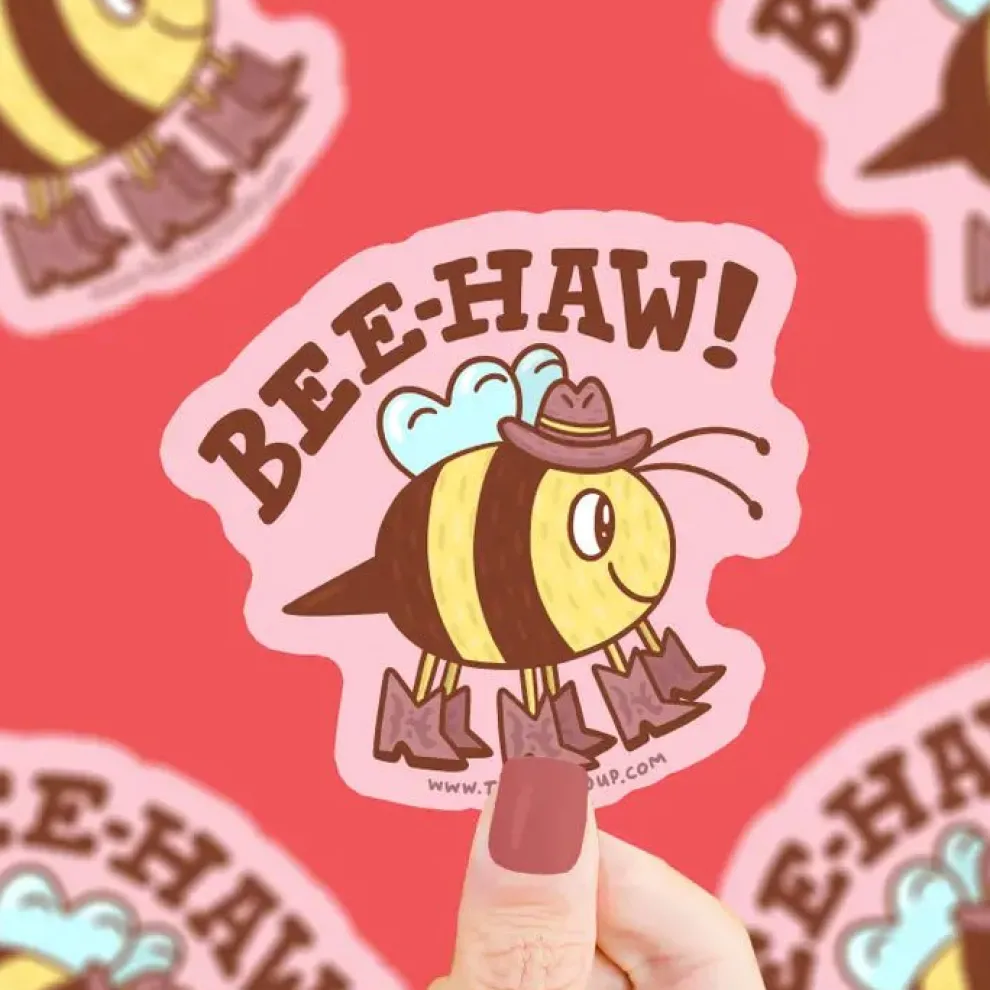 Turtle's Soup Bee-Haw Cowboy Vinyl Sticker - Owl & Goose Gifts