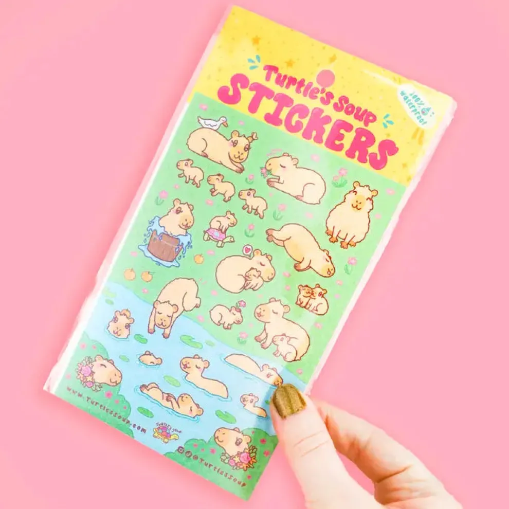 Turtle's Soup Capy Time Capybara Vinyl Sticker Sheet