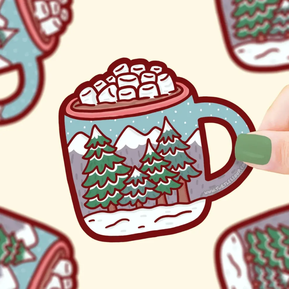 Turtle's Soup Hot Cocoa Forest Holiday Vinyl Sticker - Owl & Goose Gifts