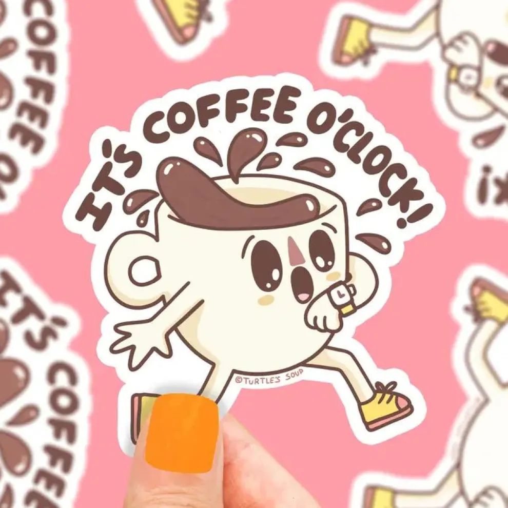 Turtle's Soup It's Coffee O'Clock Vinyl Sticker - Owl & Goose Gifts