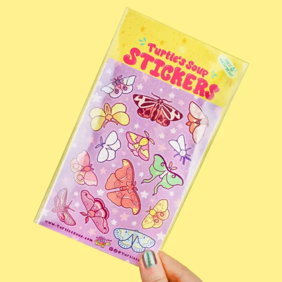 Turtle's Soup Moonlight Moths Vinyl Sticker Sheet