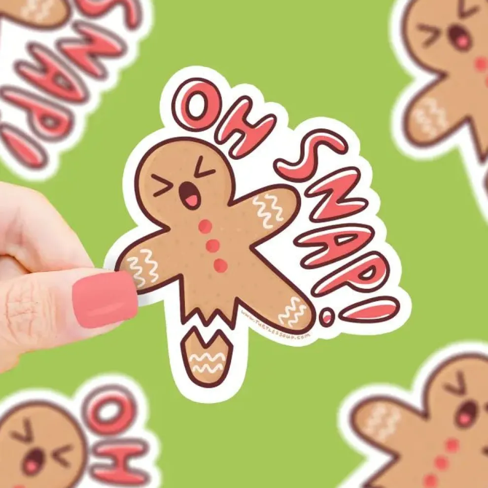 Turtle's Soup Oh Snap Gingerbread Holiday Vinyl Sticker - Owl & Goose Gifts