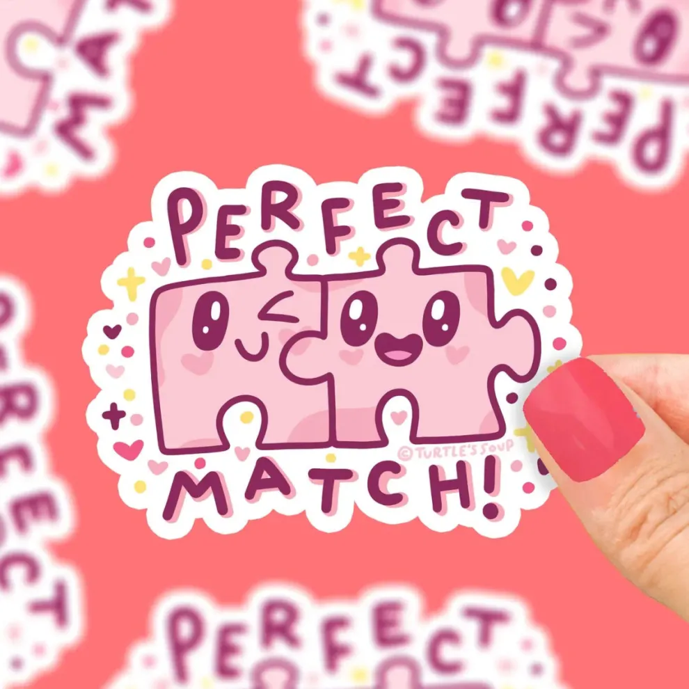 Turtle's Soup Perfect Match Valentine Vinyl Sticker - Owl & Goose Gifts