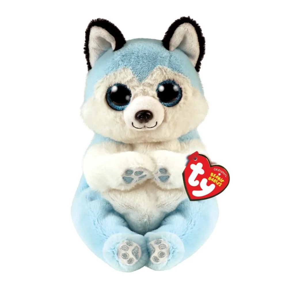Ty Beanie Bellies 8 Inch Thunder the Blue Husky Plush Toy - Owl & Goose Gifts